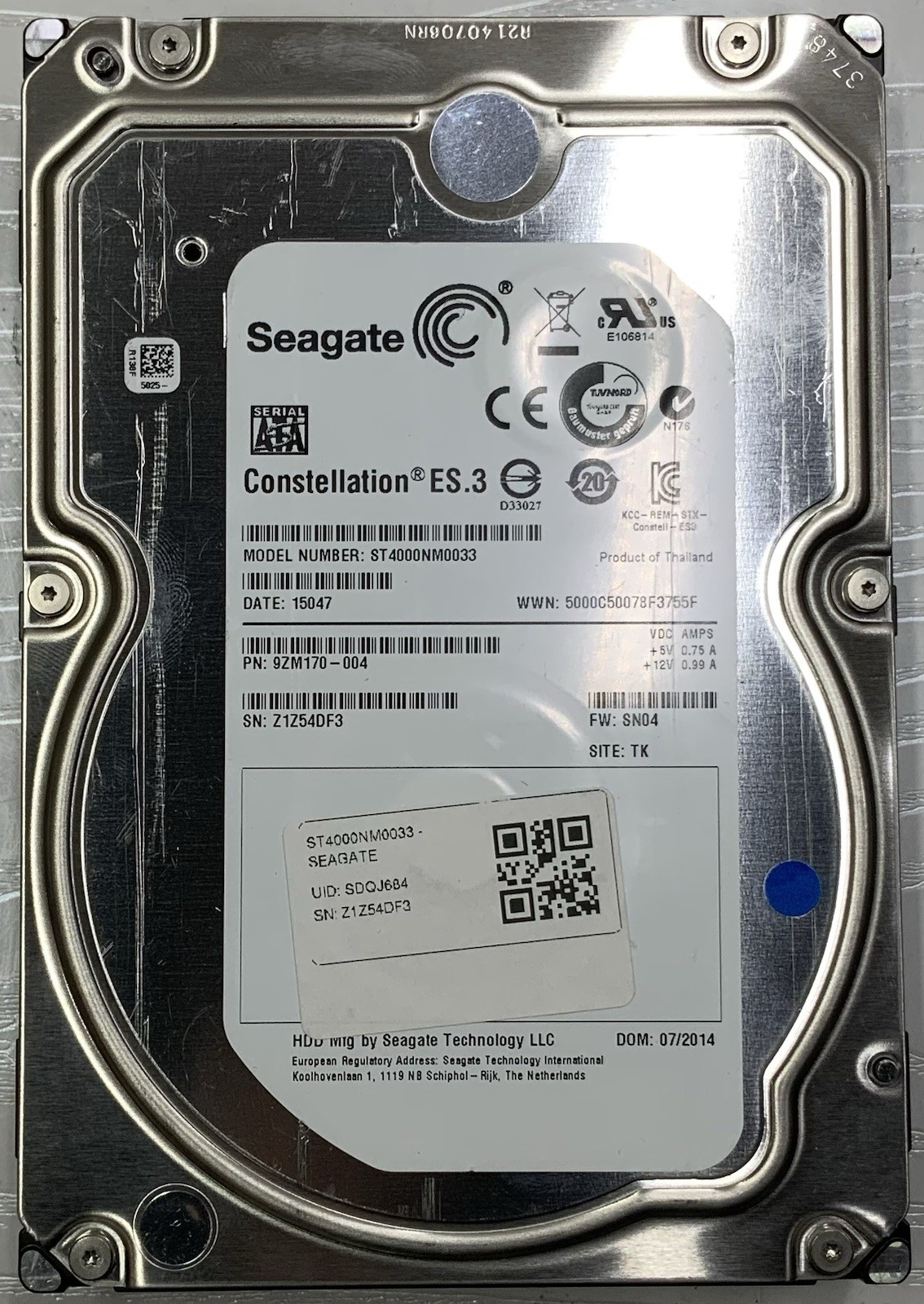 Seagate Constellation ES.3 4TB 7.2k RPM SATA 3.5″ ST4000NM0033, 9ZM170 (100%)