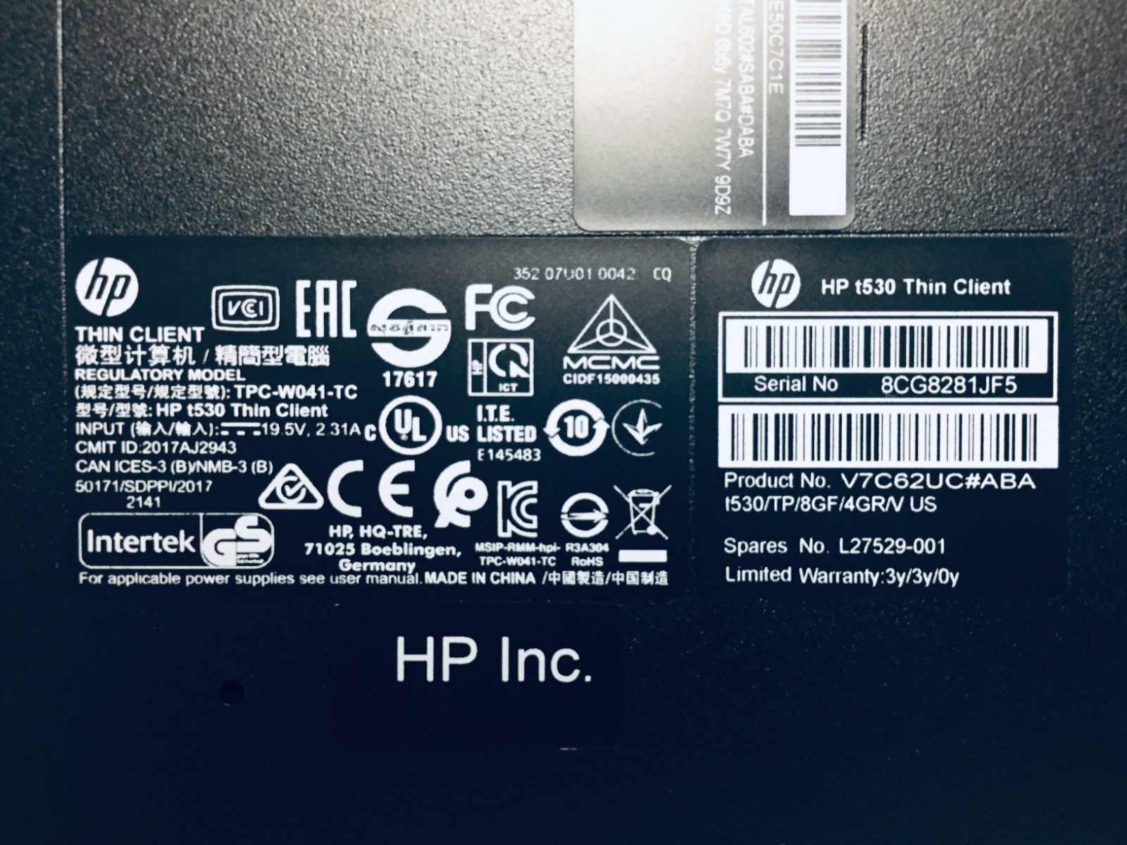 HP T530 Thin Client GX-215JJ 1.5Ghz 8GB SSD 4GB RAM ThinPro OS AC Adapter