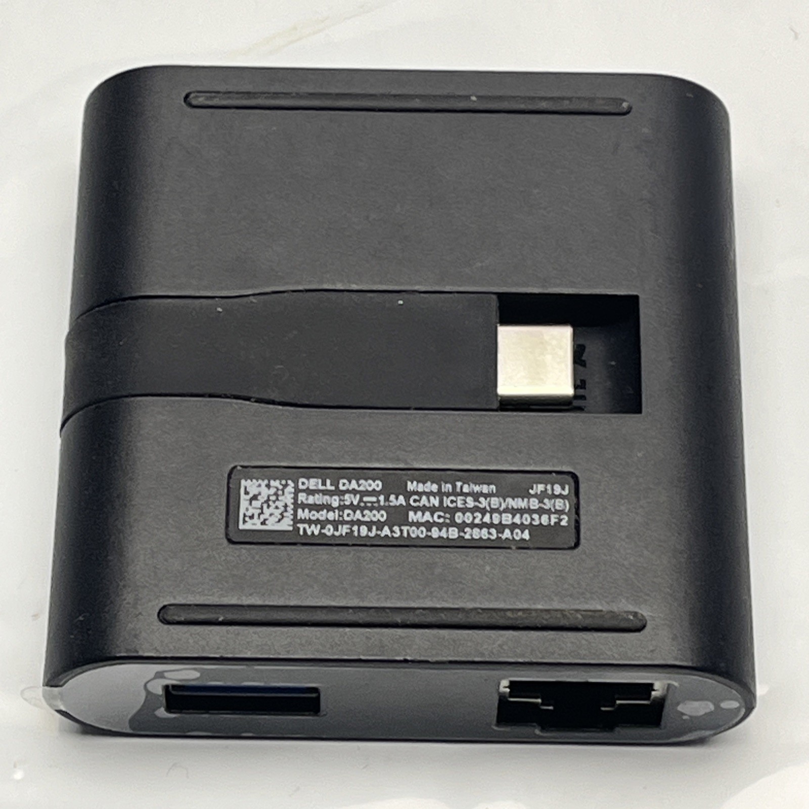Dell JF19J USB-C Adapter to HDMI USB 3.0 RJ45 Ethernet VGA Hub DA200