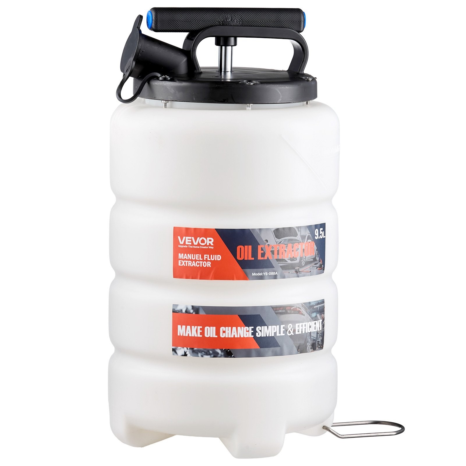 Fluid Extractor, 9.5 L Capacity, Manual Vacuum Oil Extractor Pump with 59 in Lon