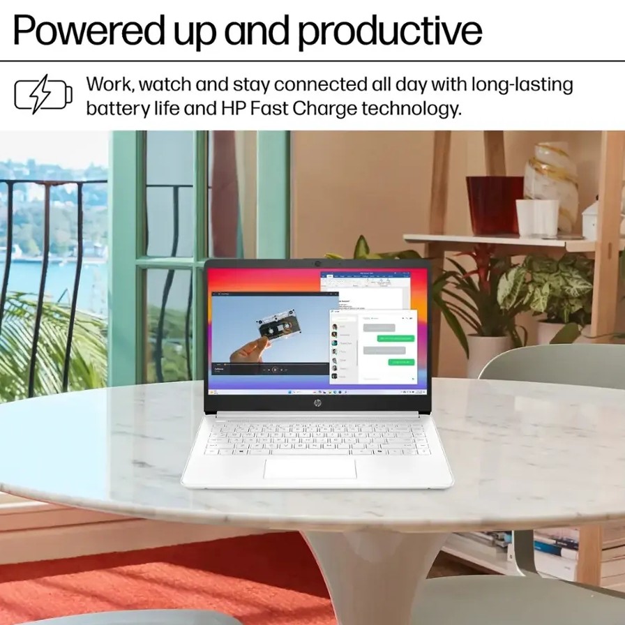 HP 14″ Laptop Intel Processor N150 4GB Memory 128GB UFS Wi-Fi 6 Win11