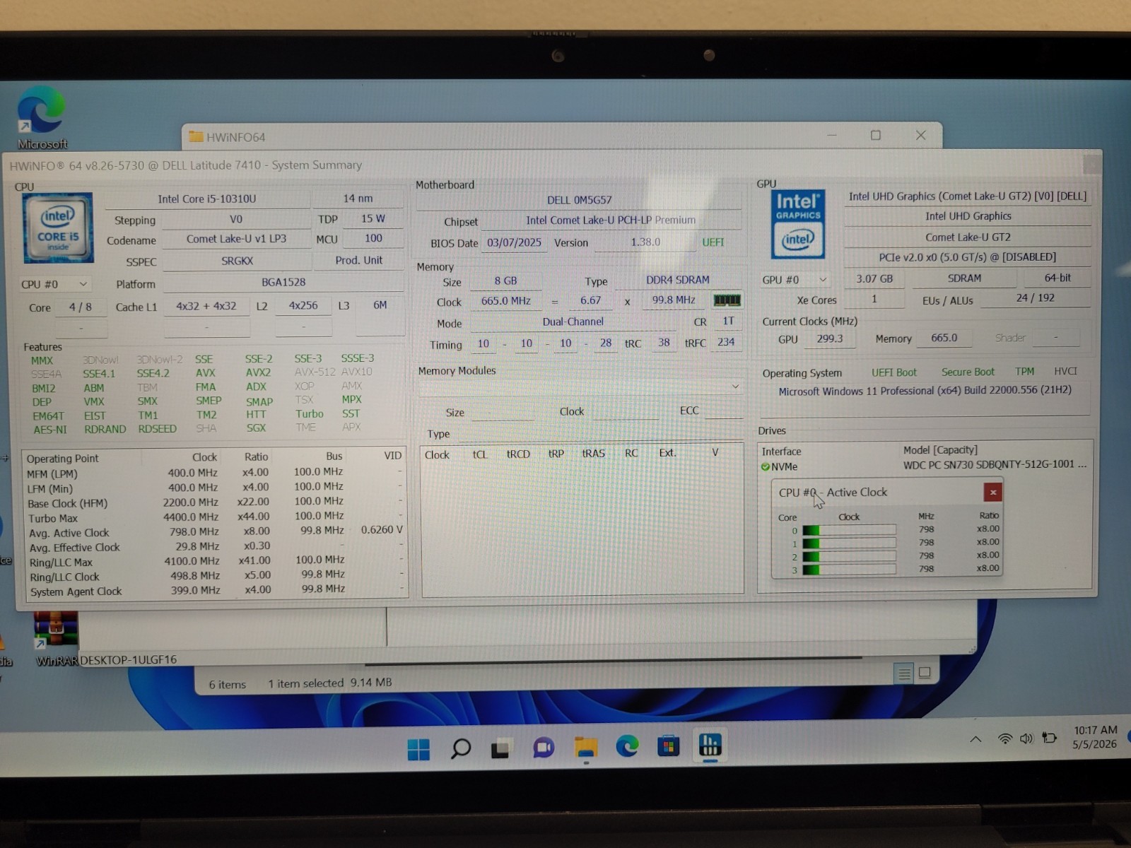Dell latitude 7410 14″ touch i5-10310u 1.7ghz 8gb ram 512gb ssd w11p 84VYY33