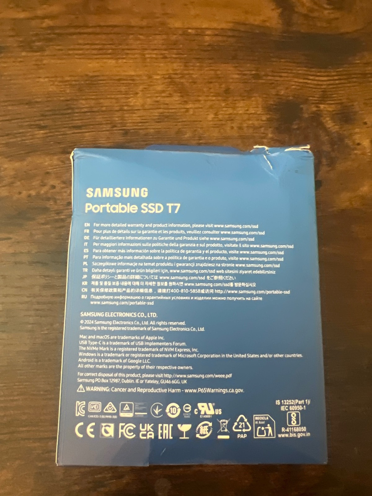 Samsung T7 ‎MU-PC1T0T Portable SSD External Solid State Drive 1TB – Titan Gray