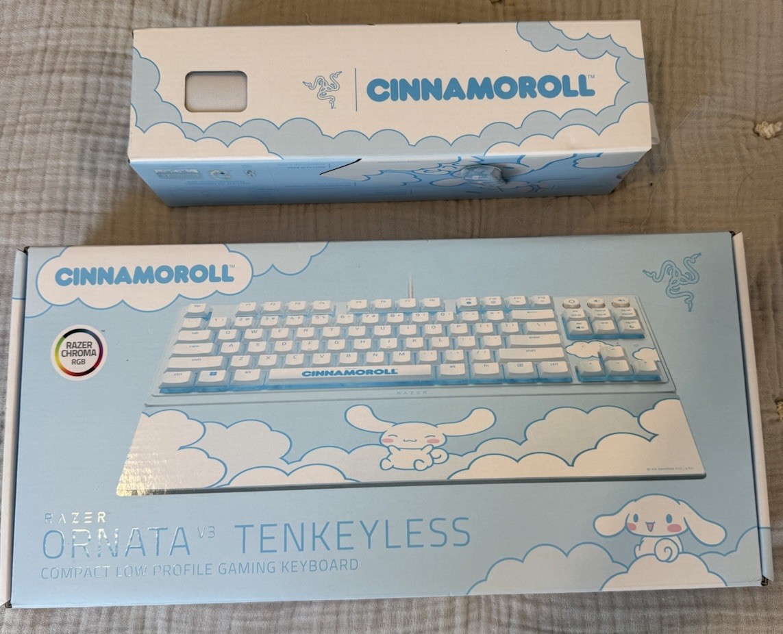 Razer Ornata V3 Tenkeyless x Cinnamoroll Keyboard + Gigantus V2 Mouse Mat Setup