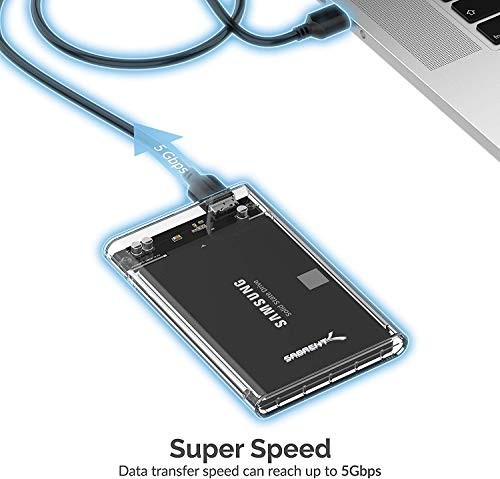 2.5 Inch SATA to USB 3.0 External SSD HDD Enclosure Clear Tool-Free