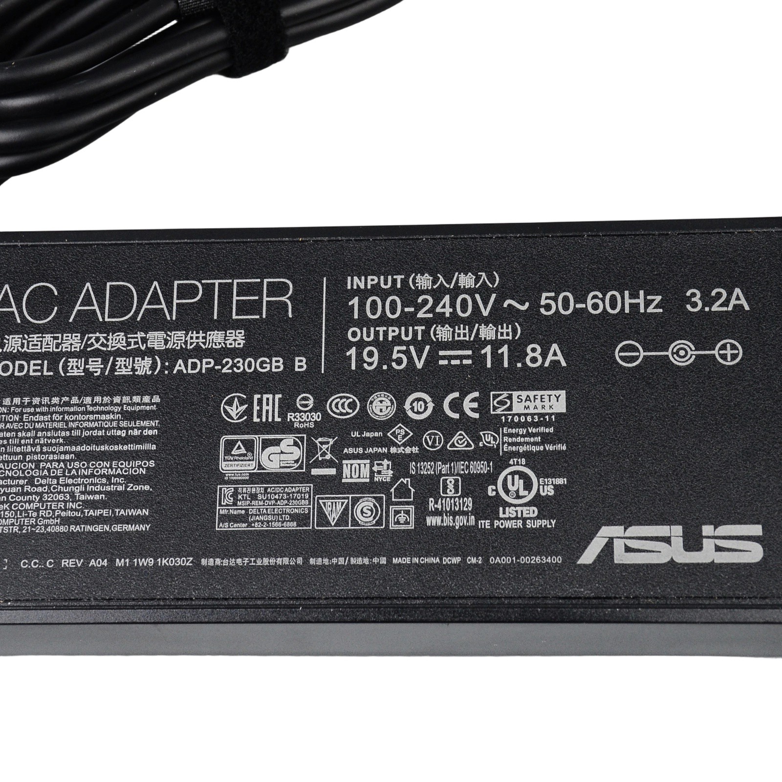 230W AC Charger ADP-230GB B for ASUS ROG Zephyrus GX501VI-XS74 19.5V 11.8A