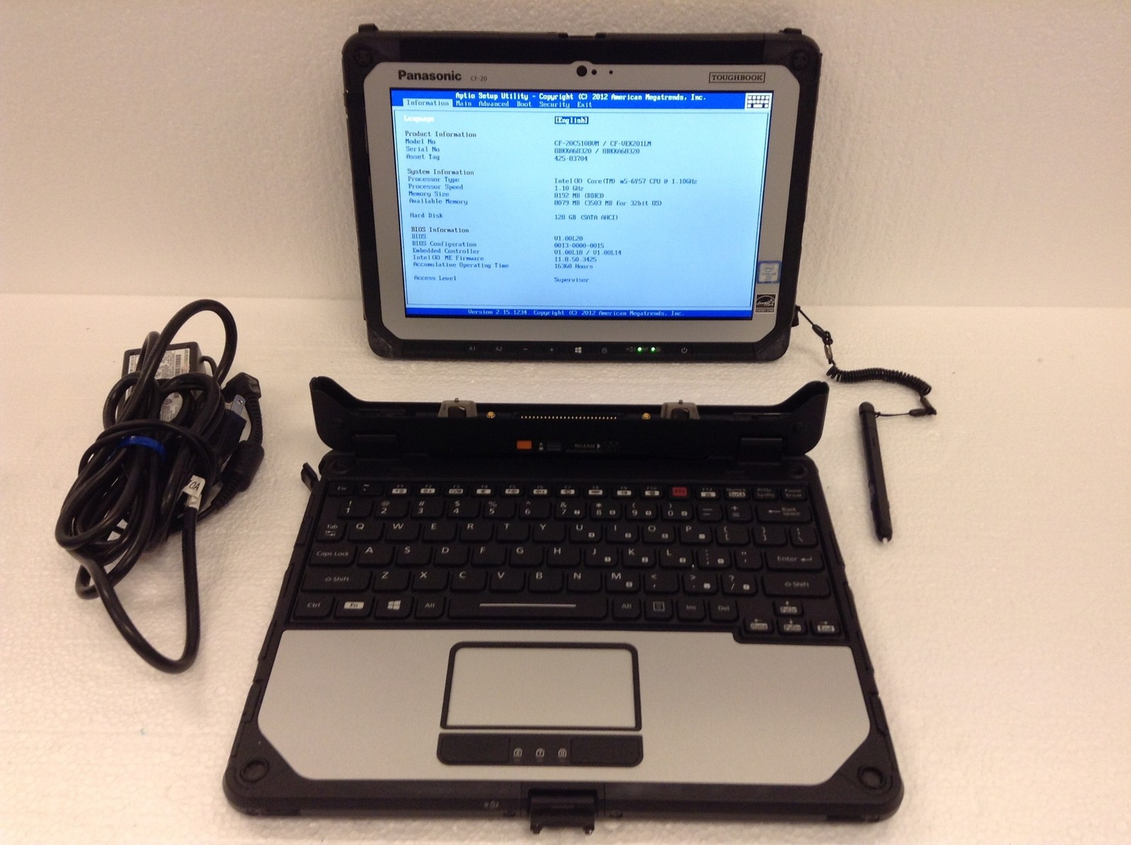 Panasonic Toughbook CF-20 M5-6Y57 1.10Ghz 10″ Touchscreen Laptop 8GB,128 SSD,16K