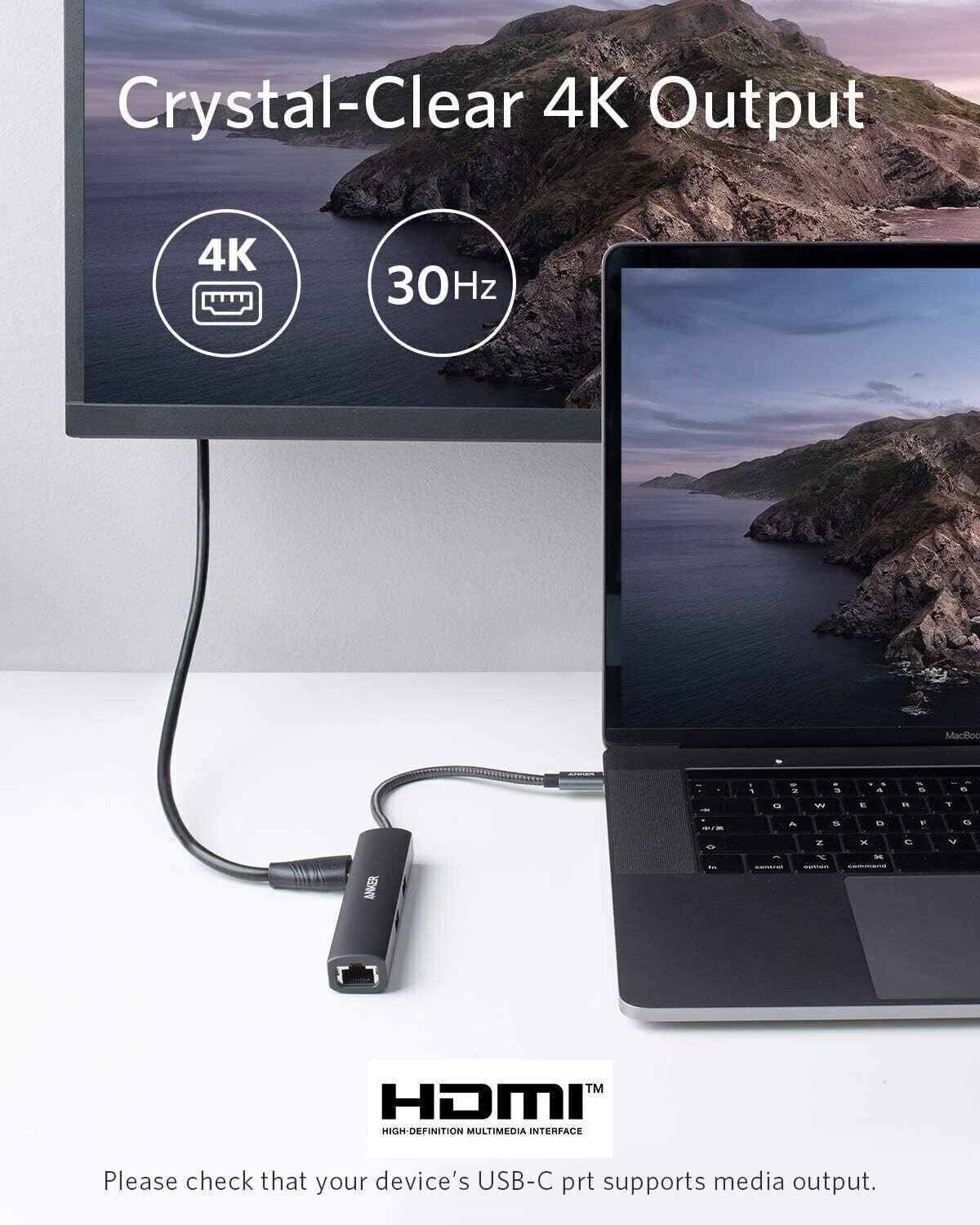 Anker USB C Hub Adapter, 5-in-1 USB C Adapter with 4K USB C to HDMI