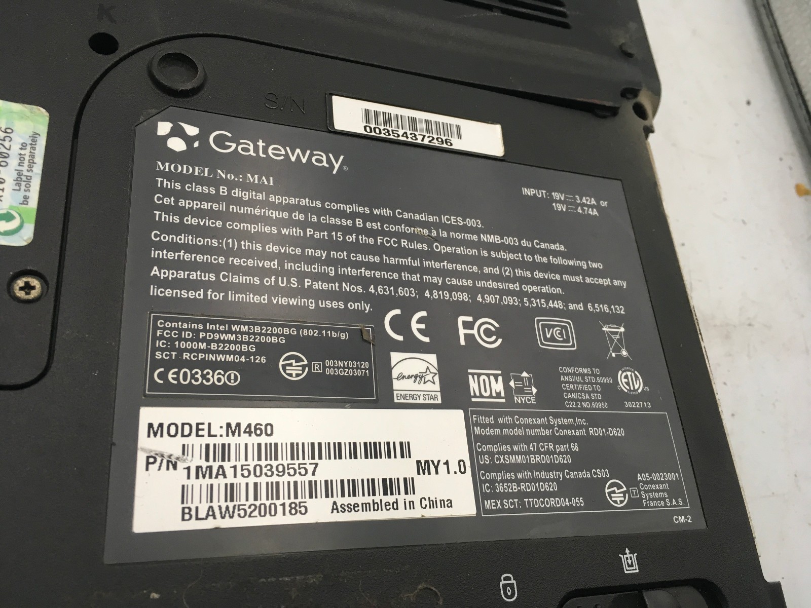 GATEWAY MA1 M460 – BOOTS TO BIOS – INTEL PENTIUM M – 512MB RAM – READ DESC – BB