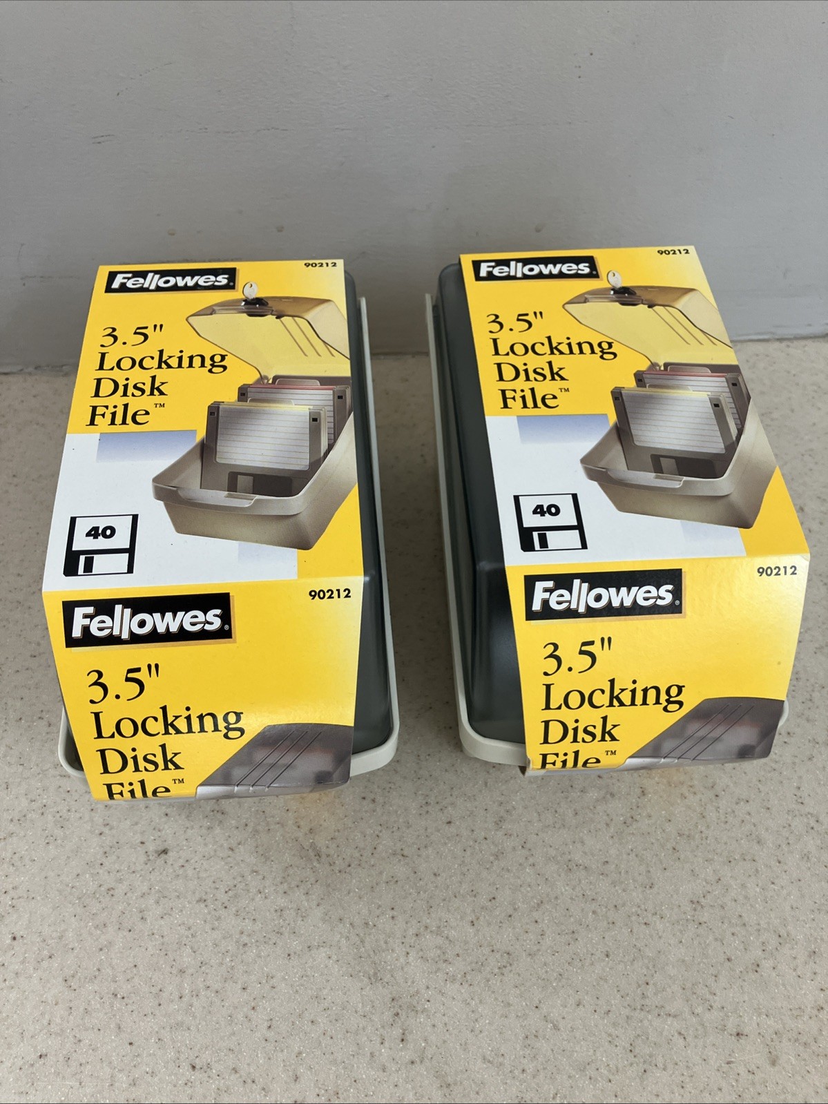 (2) Fellowes 3.5″ Floppy Disk File Storage Case Holds 40 Disks Diskette New