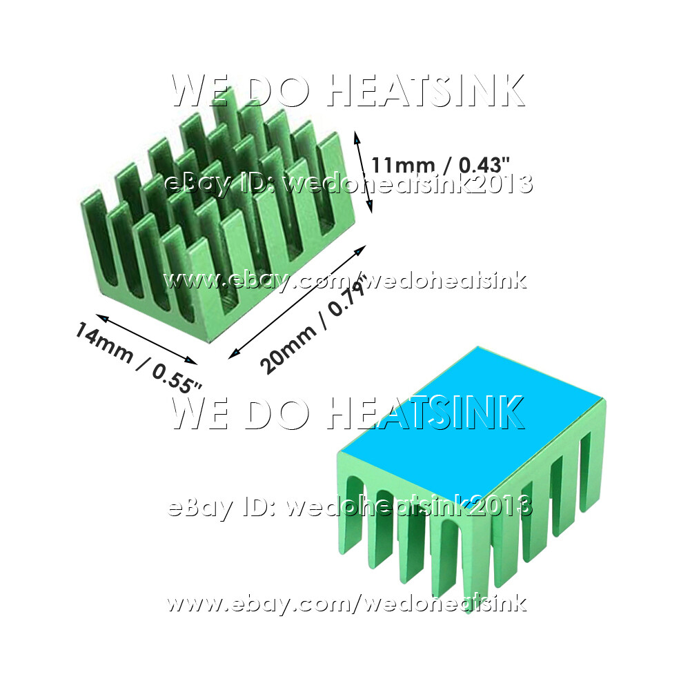 20x14x11mm With or Without Tape Green Anodized Heatsink Radiator Cooler for CPU