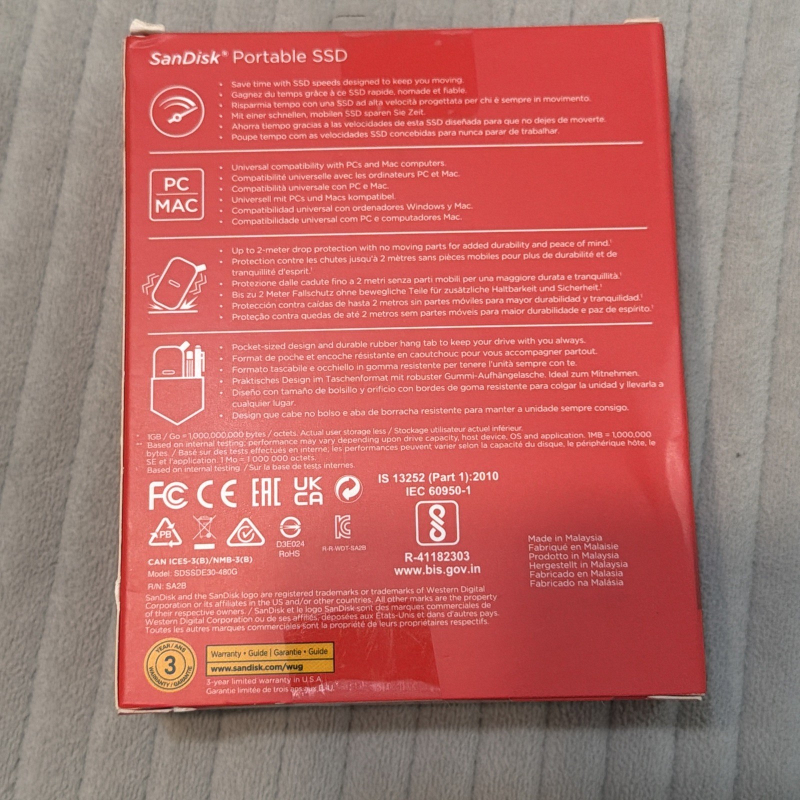 Sandisk 480 GB Portable SSD External Drive – 520MB/s / 500MB/s