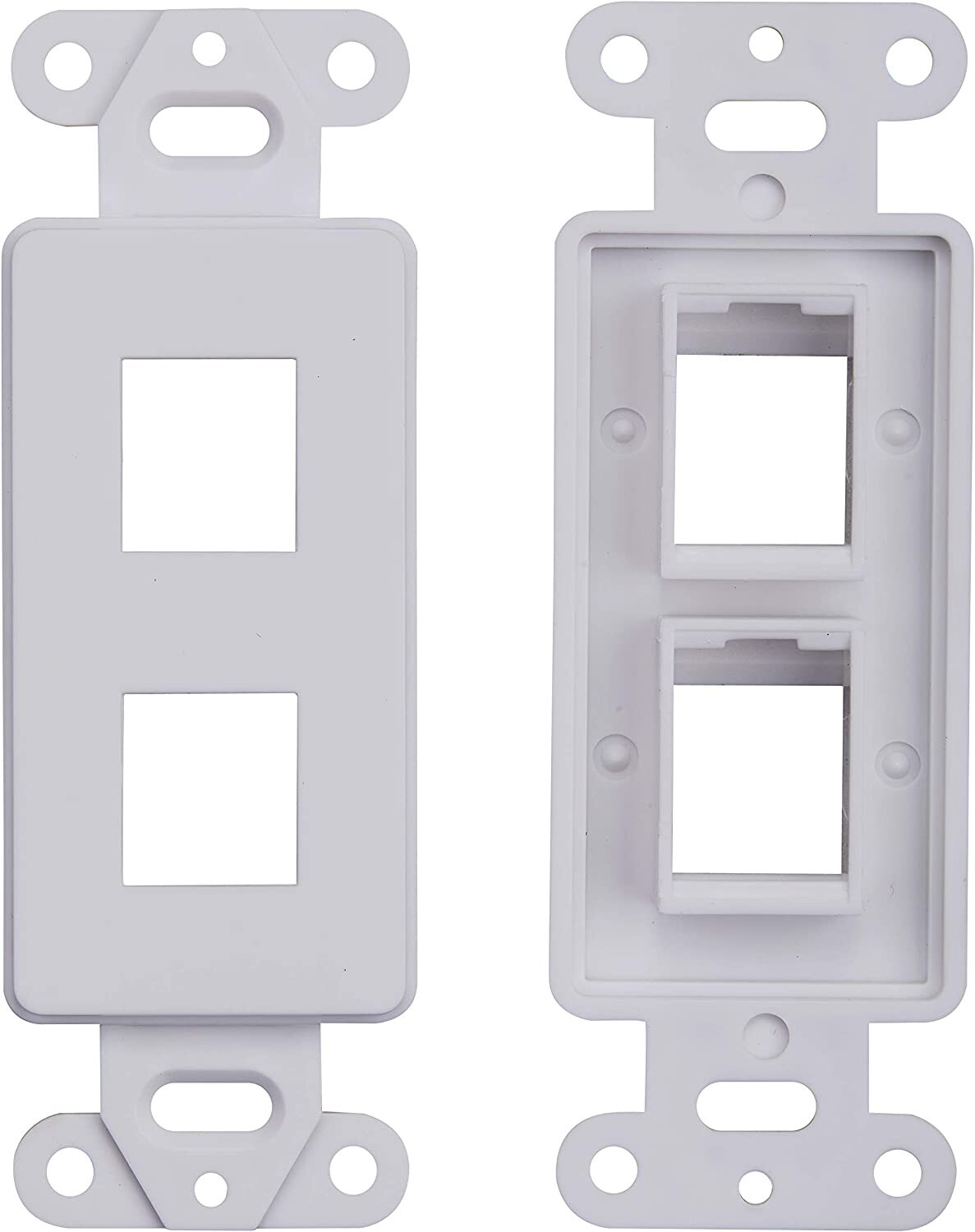10 Pack – 2 Port Decora Wall Plate Keystone Insert 2 Gang Jack White WallPlate