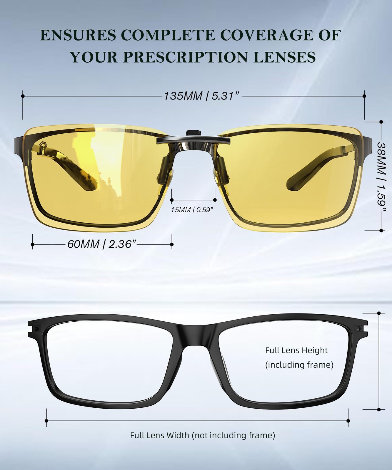 Clip on Polarized Night Vision Sunglasses, Night Vision Driving Sunglasses No…
