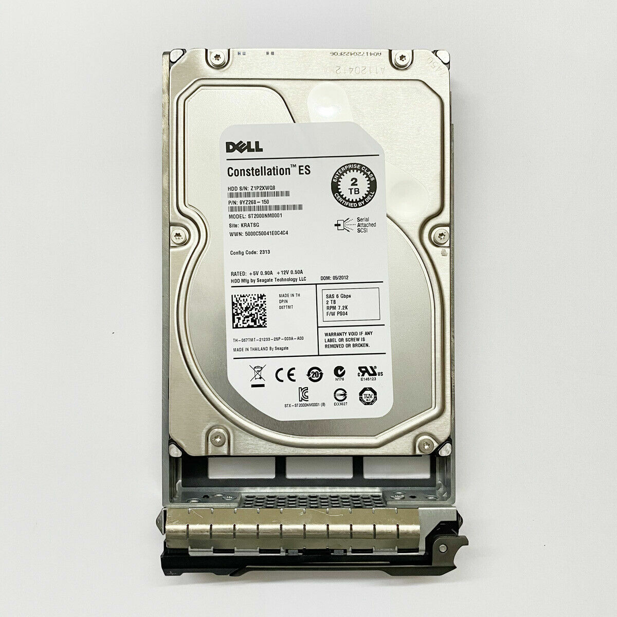 67TMT 067TMT Dell 2TB 7.2K RPM 6Gb/s 3.5″ SAS Hard Drive ST2000NM0001 W/Caddy