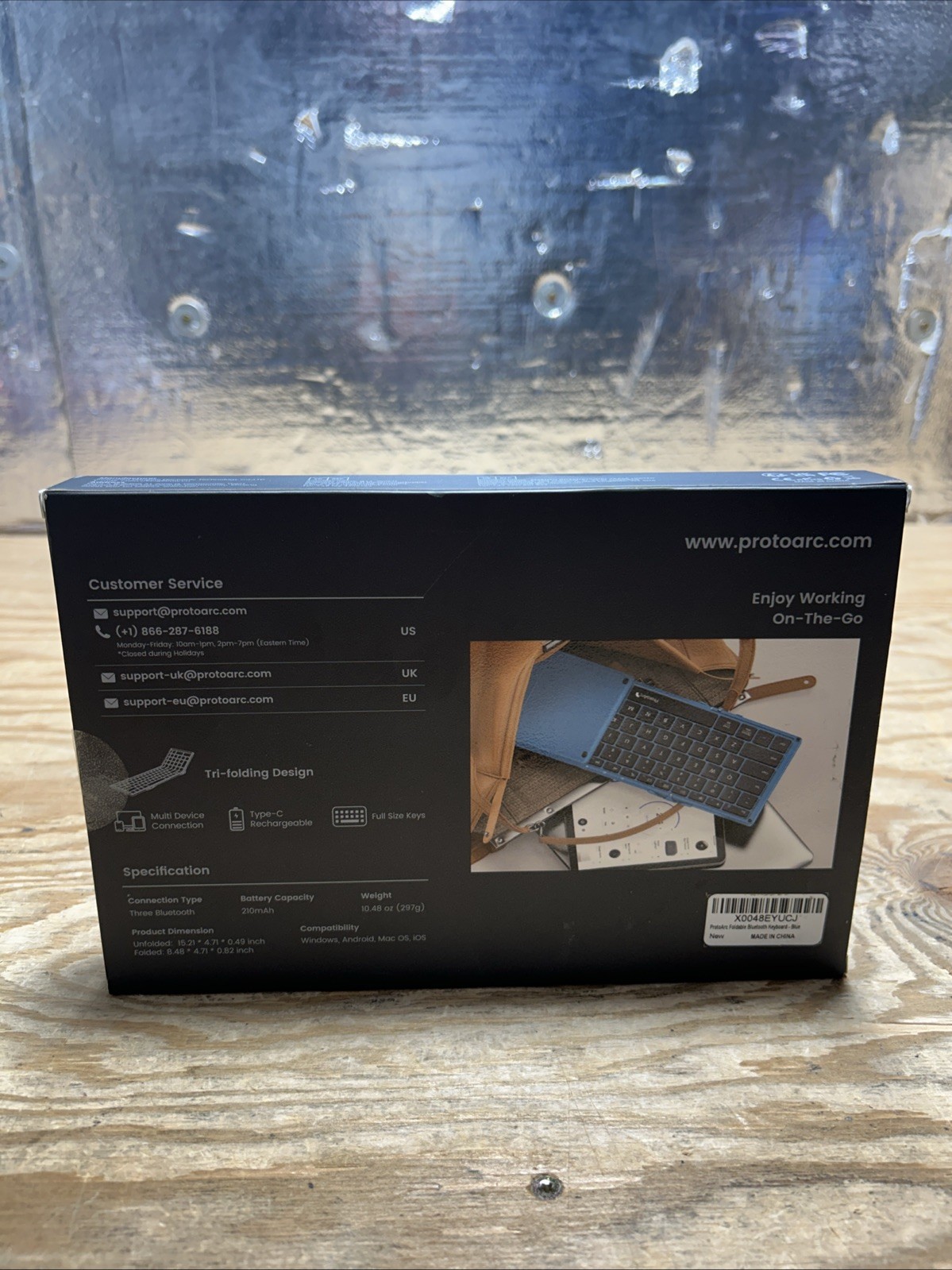 ProtoArc Portable Full-Size Keyboard Tri-Fold Wireless Blue