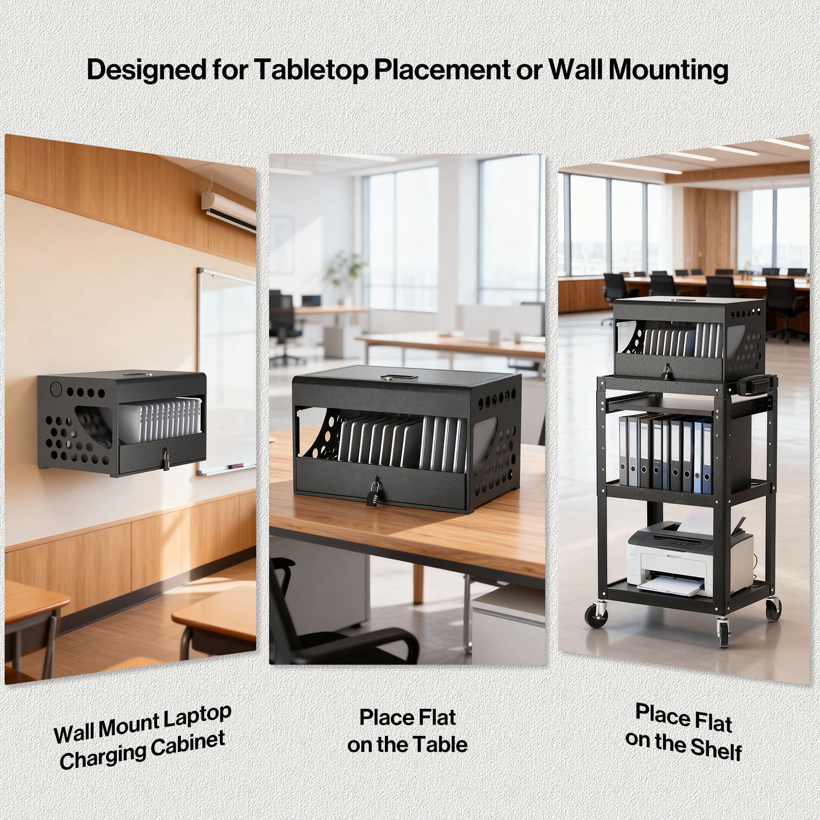 16-Device Charging Station for iPads, Laptops – Tablet Charging Cabinet w/ Lock