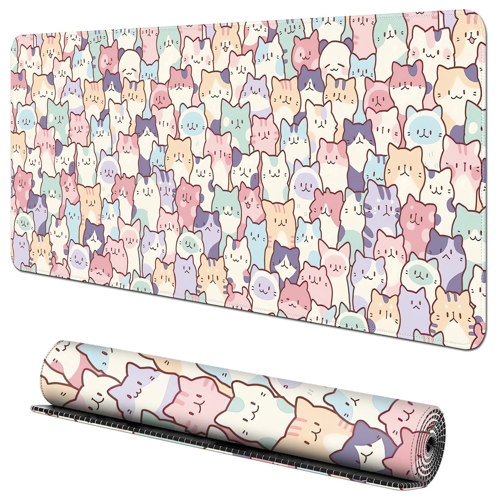 Cute Colorful Cats Large Gaming Mouse Pad for One Size,