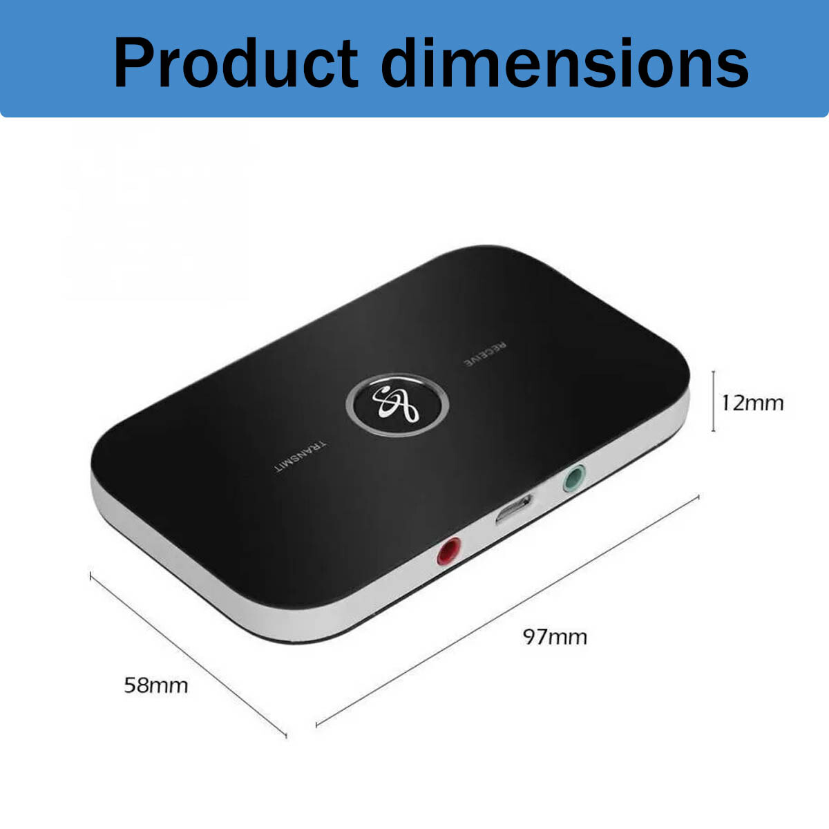 Bluetooth 5.2 Transmitter Receiver 2 IN 1 Wireless Audio 3.5mm Jack Aux Adapter