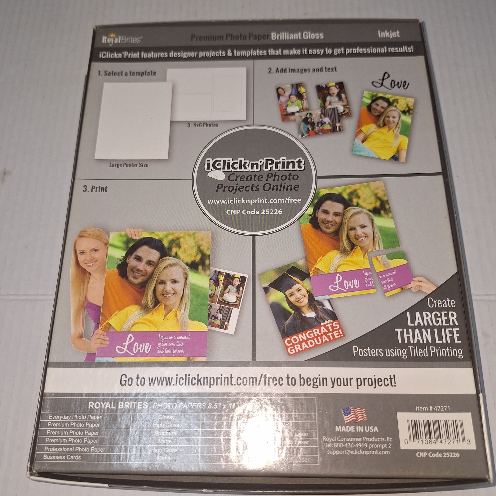 Royal Brites Photo Paper 8.5 x 11 Brilliant Gloss Premium Open Box READ DESC.