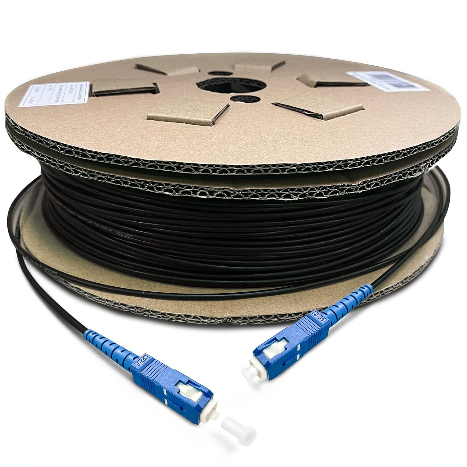 100m Outdoor Armored SC to SC Single Mode Fiber Optic Patch Cable – LSZH Black