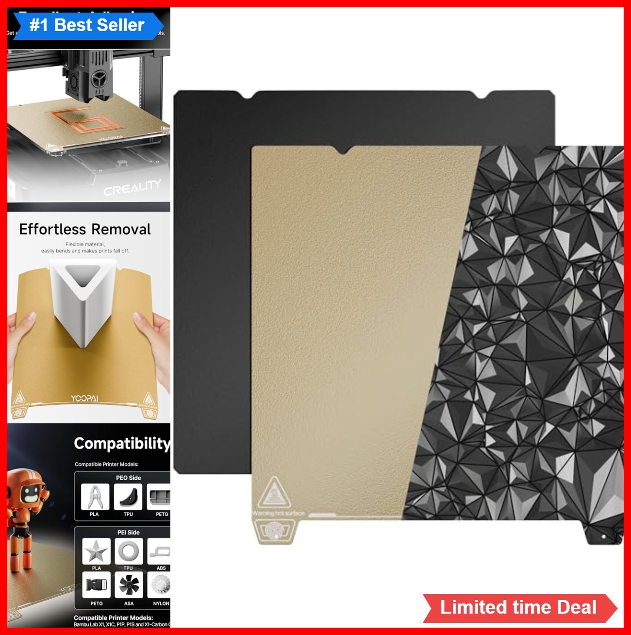 Double Sided PEI PEO Flexible Magnetic Build Plate 235x235mm 3D Printer Bed