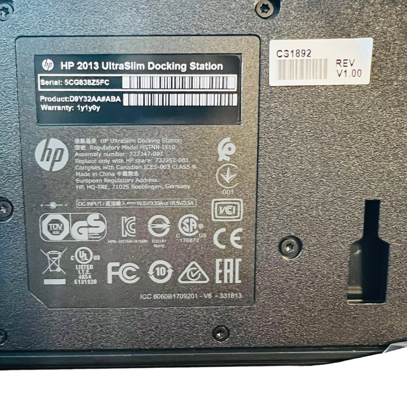 HP 2013 UltraSlim Docking Station D9Y32AA#ABA Black Brand New Open Box