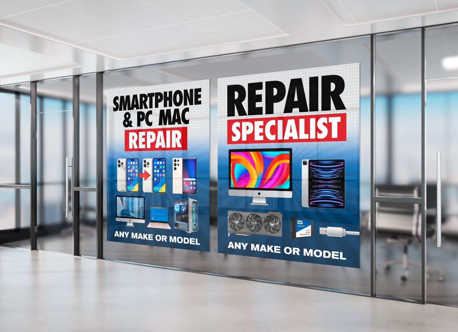 Cell Phone Repair Computer laptop tablet iphone android sign poster banner