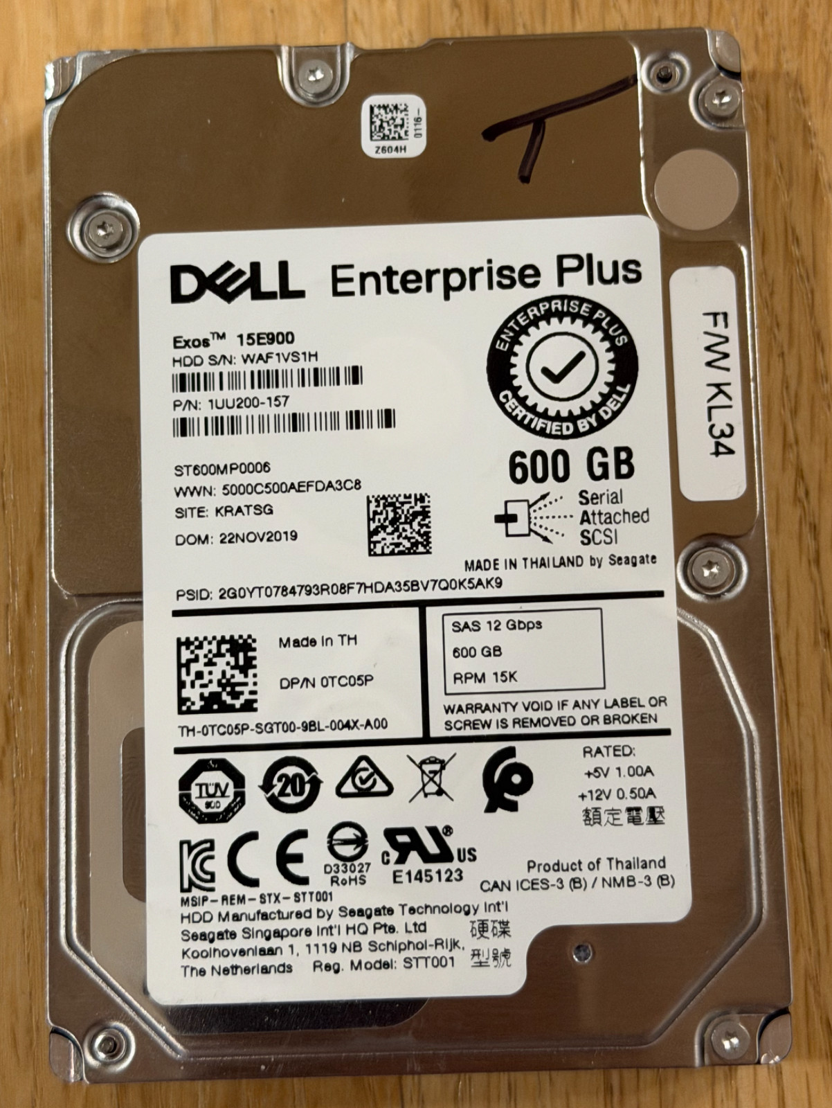 Dell Enterprise 600GB 15K RPM 2.5″ SAS 12Gbps Hard Drive – ST600MP0006 – Tested