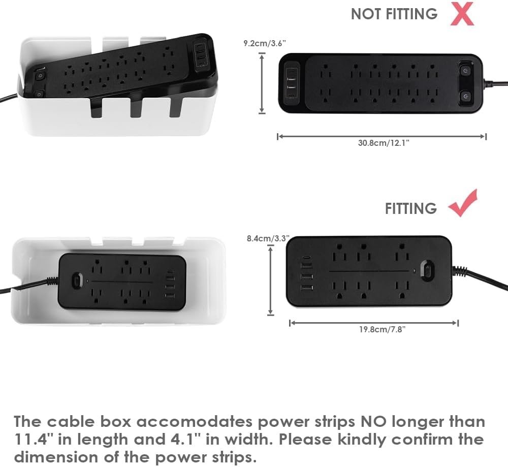 Elegant Wooden Cable Management Box, 12x5x4.5 In, Stylish Organizer for Cords