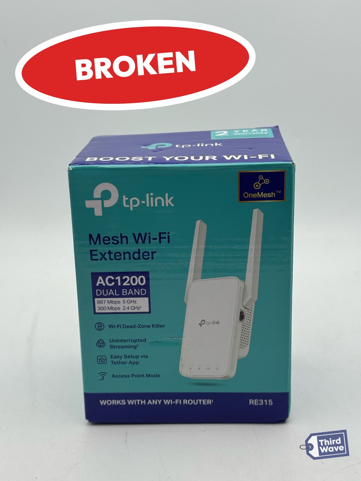 (BROKEN) Lot of 5 – TP-Link RE315 AC1200 WiFi Extender 1.2Gbps Dual Band White