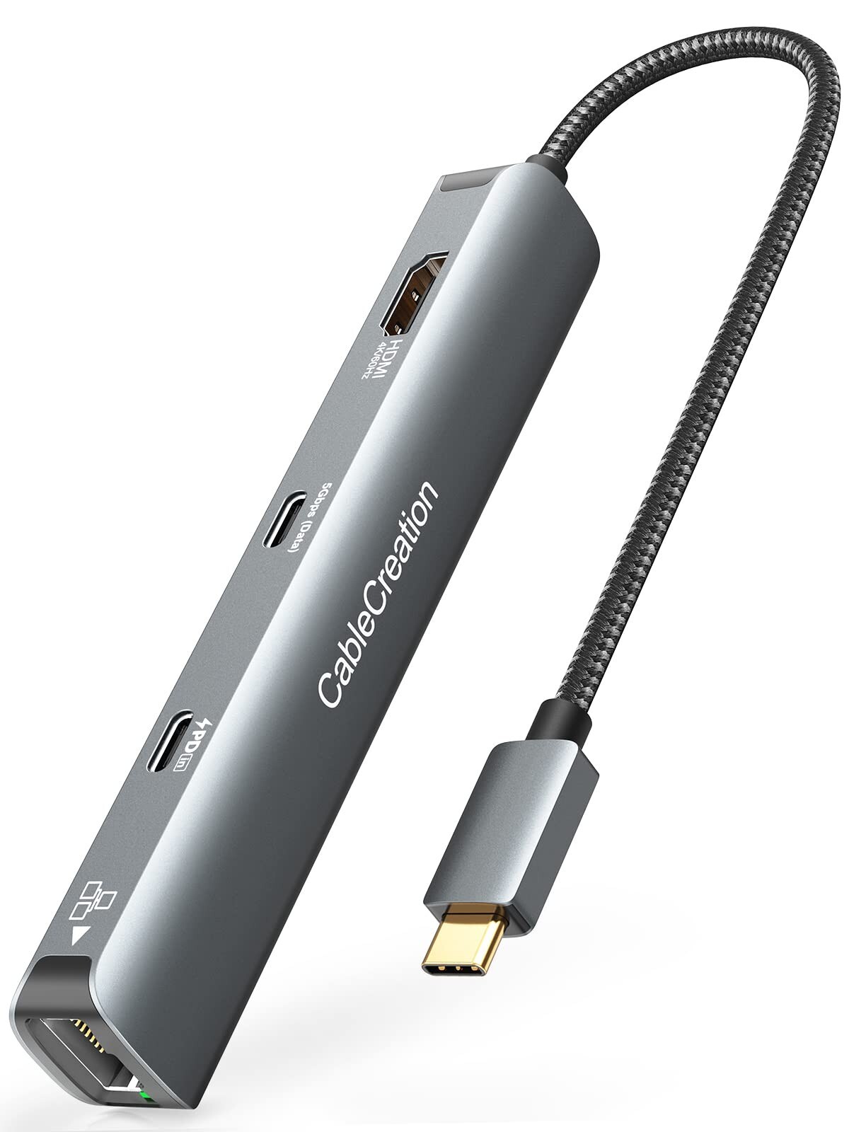 CableCreation 6-in-1 USB-C Hub 4K 60HZ HDMI, USB C Data Port, 1Gbps, USB 3.0