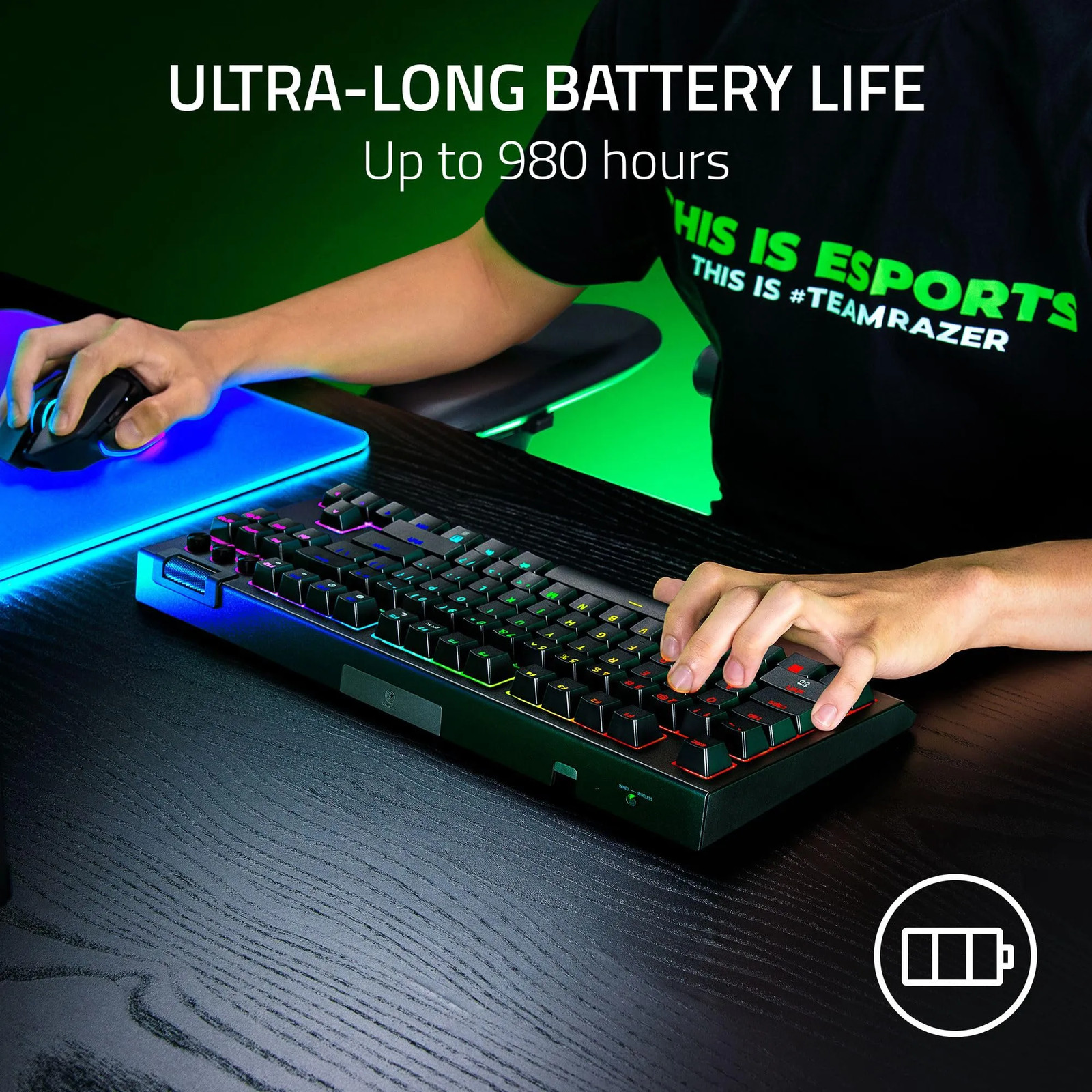 Razer BlackWidow V4 TKL RZ03-05480200-R3U1 HyperSpeed Wireless Gaming Keyboard