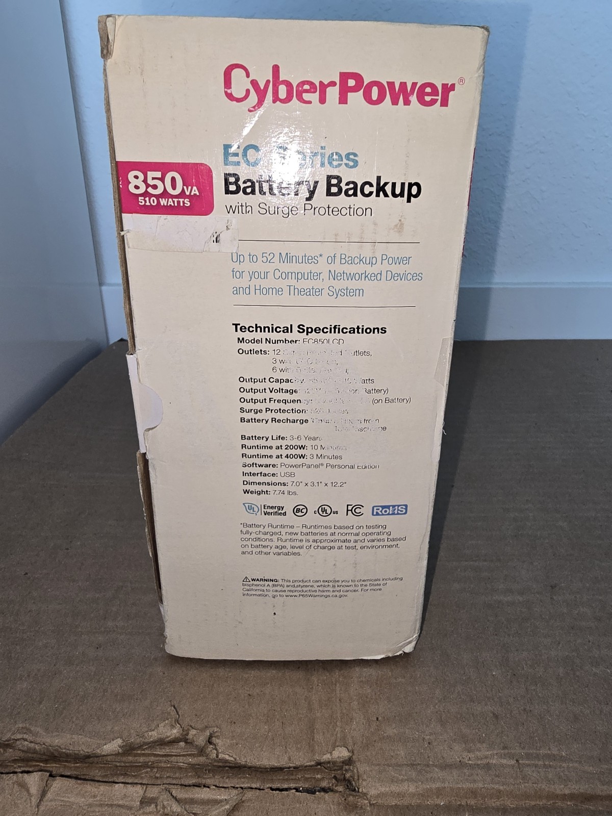 EC850LCD Ecologic UPS Battery Backup and Surge Protector, 850VA/510W, 12 Outl…