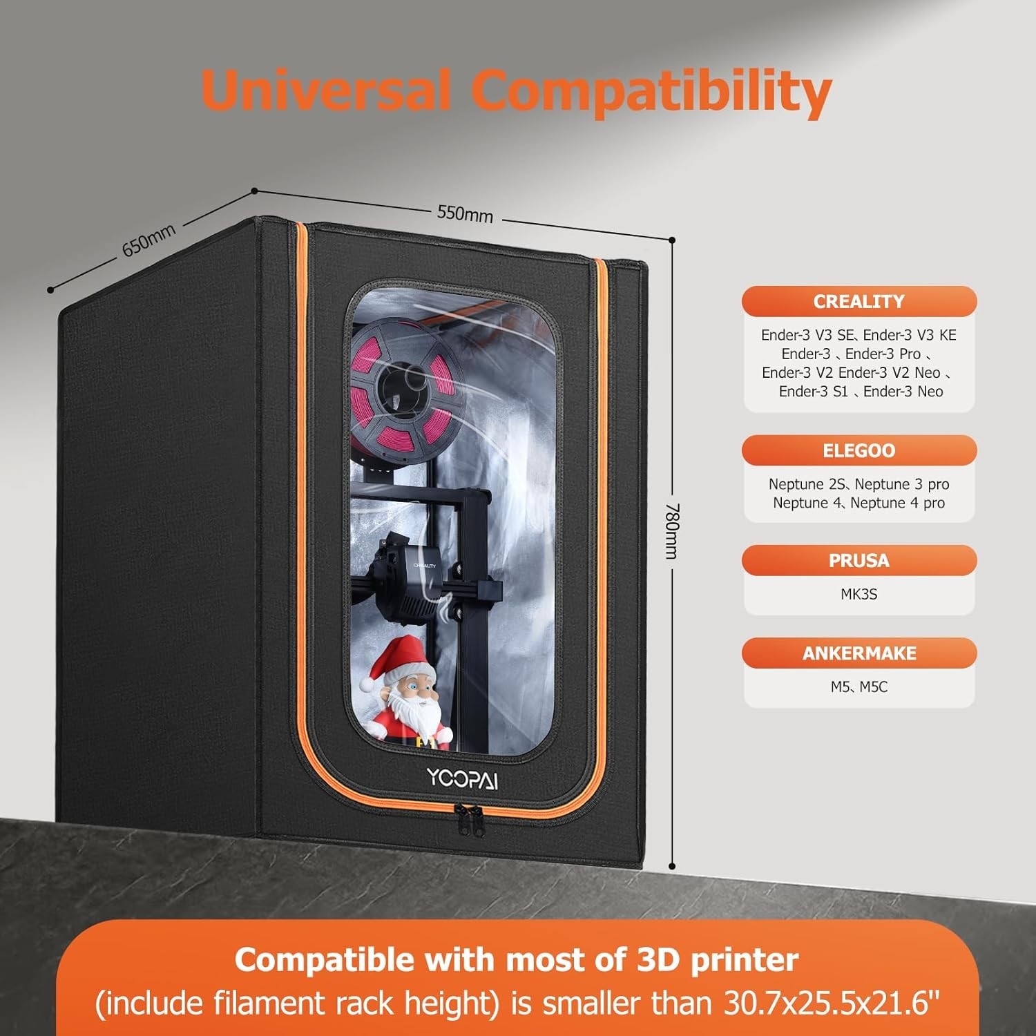 Medium 3D Printer Tent Cover with LED Light – Fire & Dust Resistant Protection