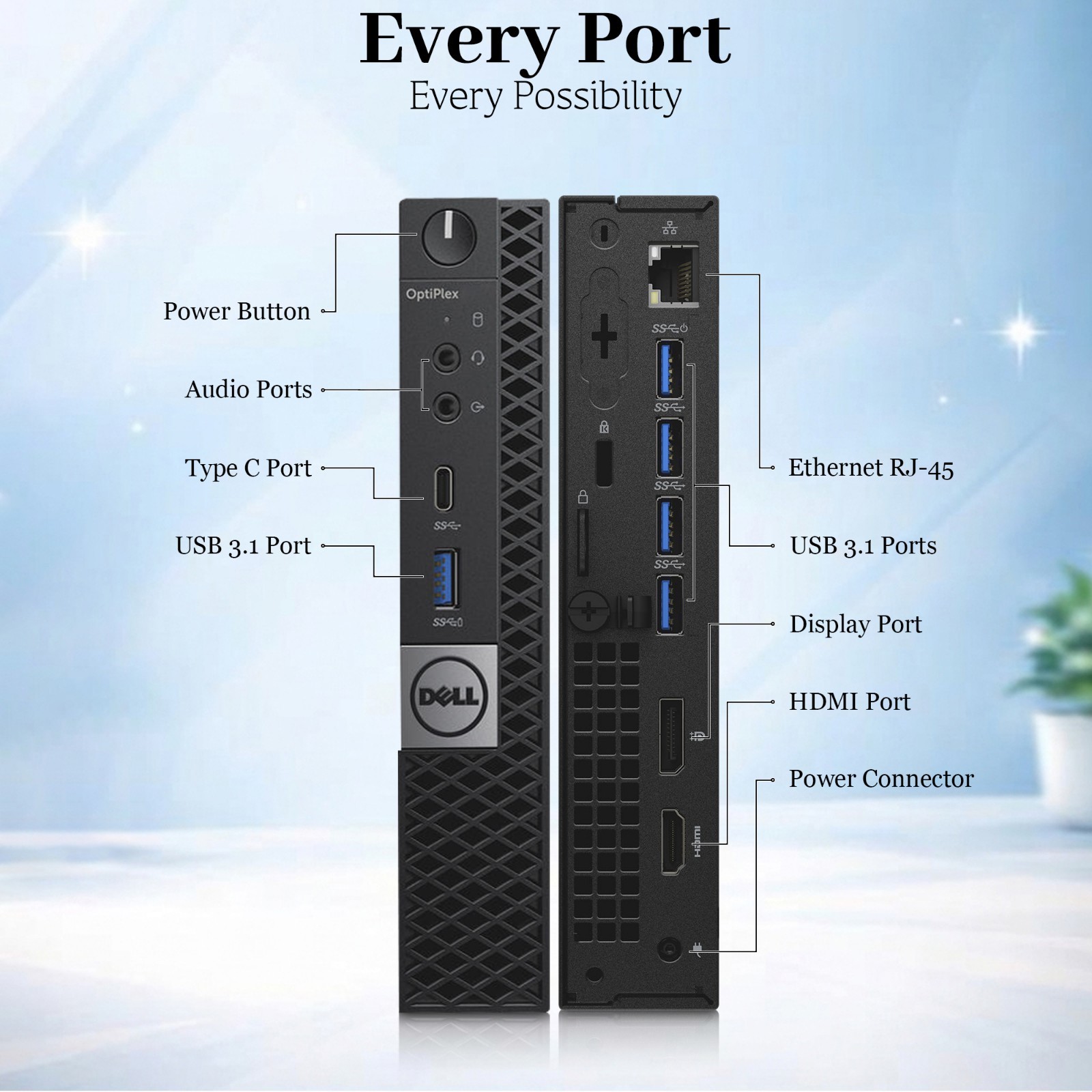 Dell 7050 Micro Desktop PC Intel i5-6th 32GB 1TB SSD Built-in-Wi-Fi Windows 11