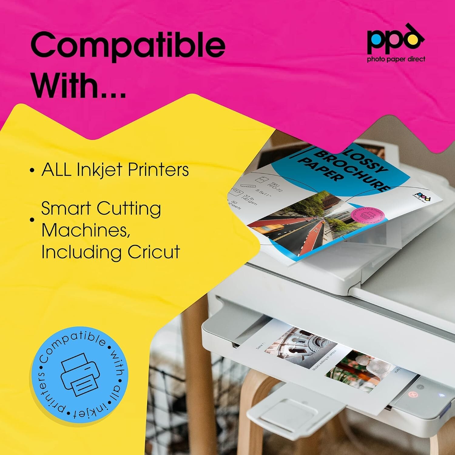 100 Sheets Glossy Brochure Paper 8.5×11 140gsm Double Sided Water-Resistant P…