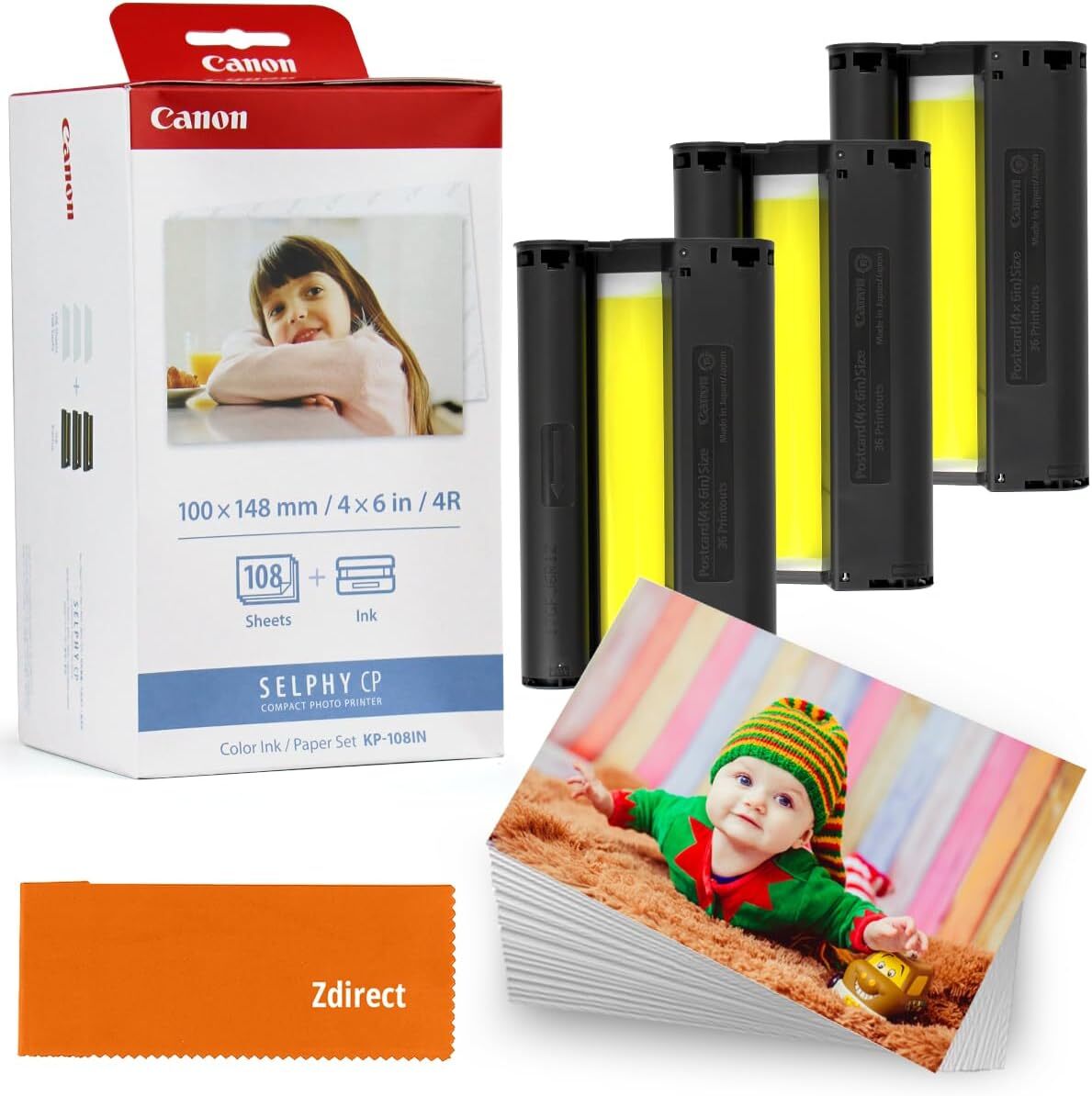 Canon KP-108IN Color Ink Paper Set 4×6 for Canon Selphy CP1300 1200 910 1500 Lot