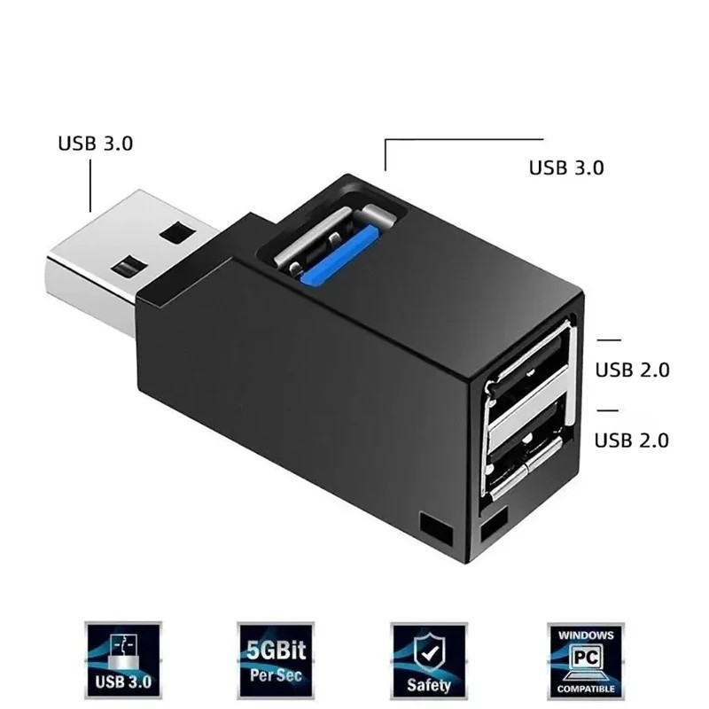 3 Port USB 3.0 Hub Portable High Speed Splitter Box For PC Notebook Laptop lot