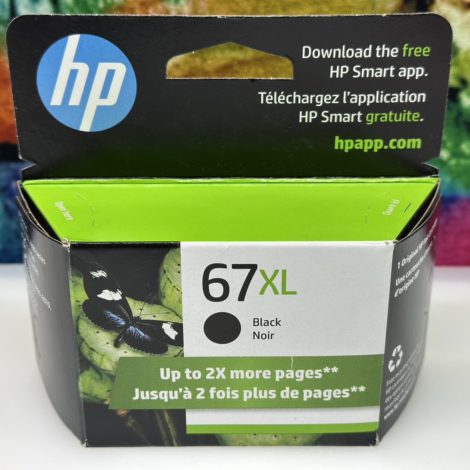 HP 67 XL Black Original Ink Cartridge Genuine Printing 2X More Pages Sealed NEW!