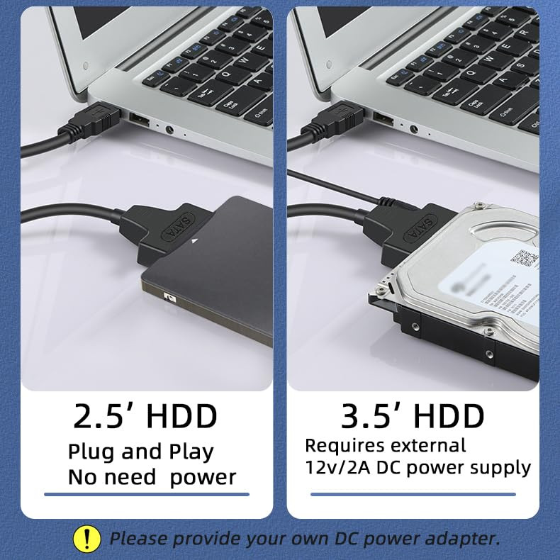 1-2PCS SATA to USB 3.0 Cable USB to SATA III Hard Drive Adapter 2.5” SSD HDD