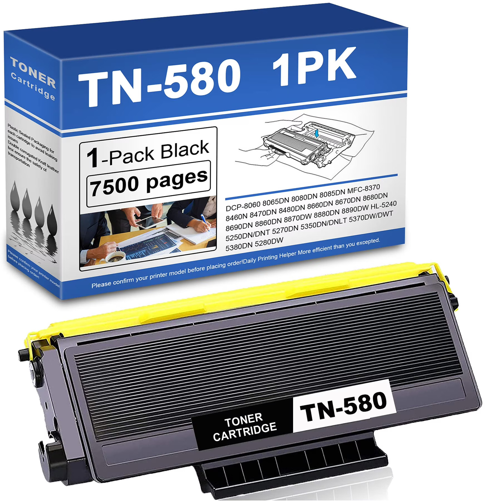 1 Pack TN-580 Toner Cartridge Compatible Black for Brother HL-5240 5370DW/DWT