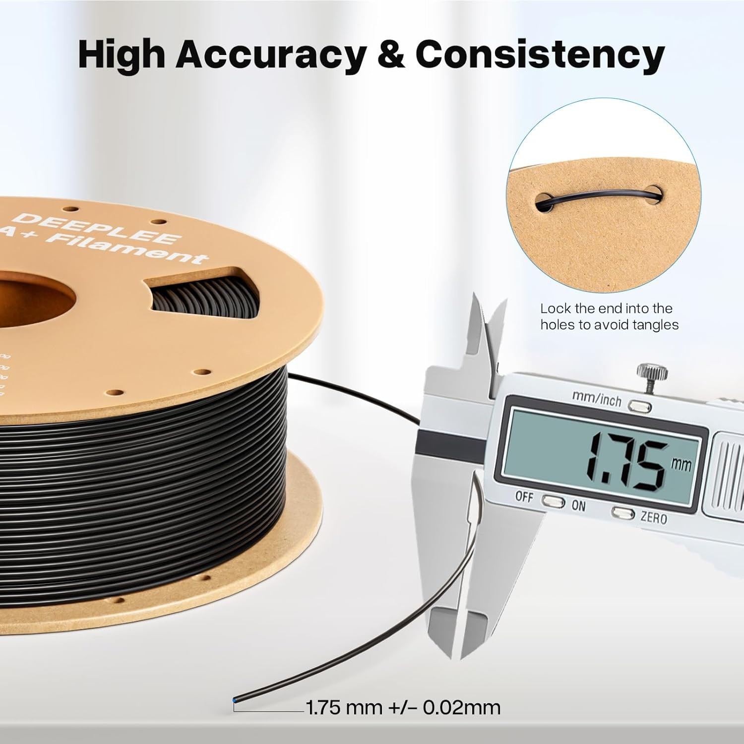 PLA+ 1.75mm 3D Printer Filament, PLA Plus with Dimensional PLA+, 1*black