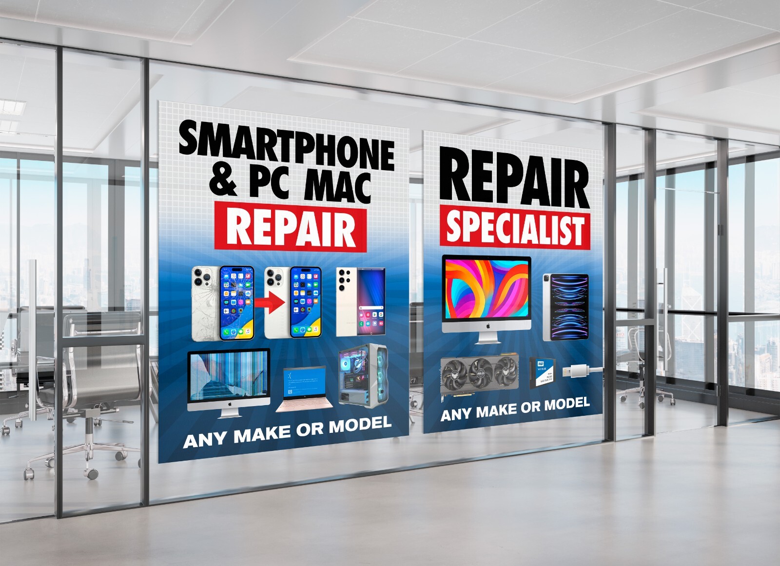 Cell Phone Repair Computer laptop tablet iphone android sign poster banner