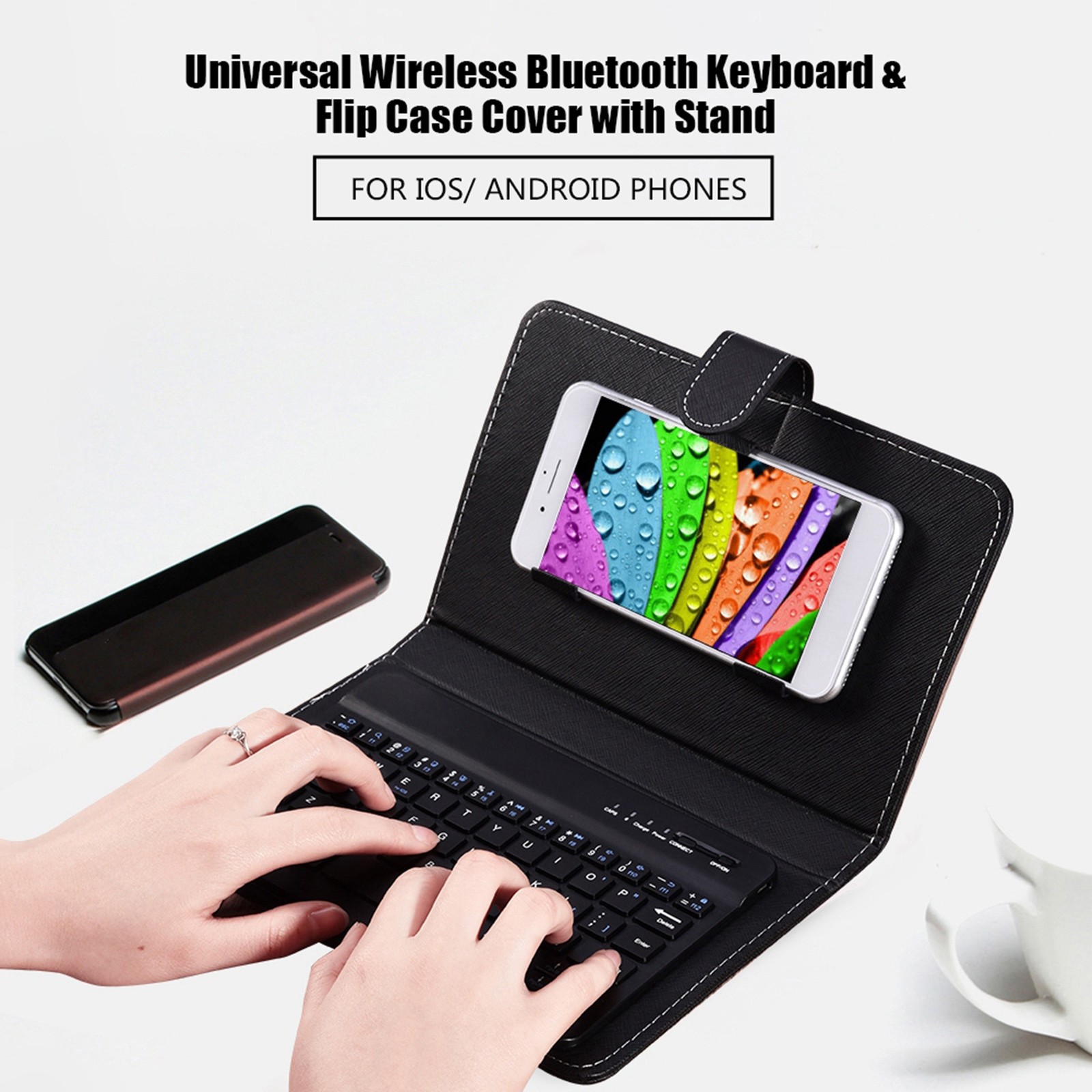 Universal 2-in-1 Keyboard Case for 4.5-6.8″ Phones with Stand & Protective Cover
