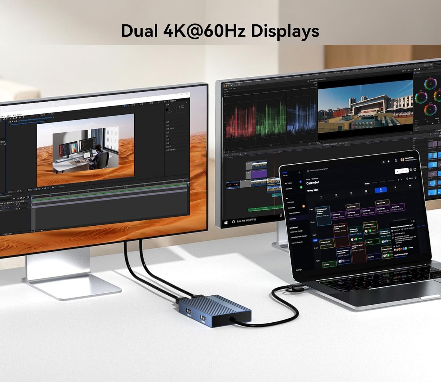 DisplayLInk Adapter USB-C – Two DisplayPort 4K, 100W Charging, 3 USB-A Ports
