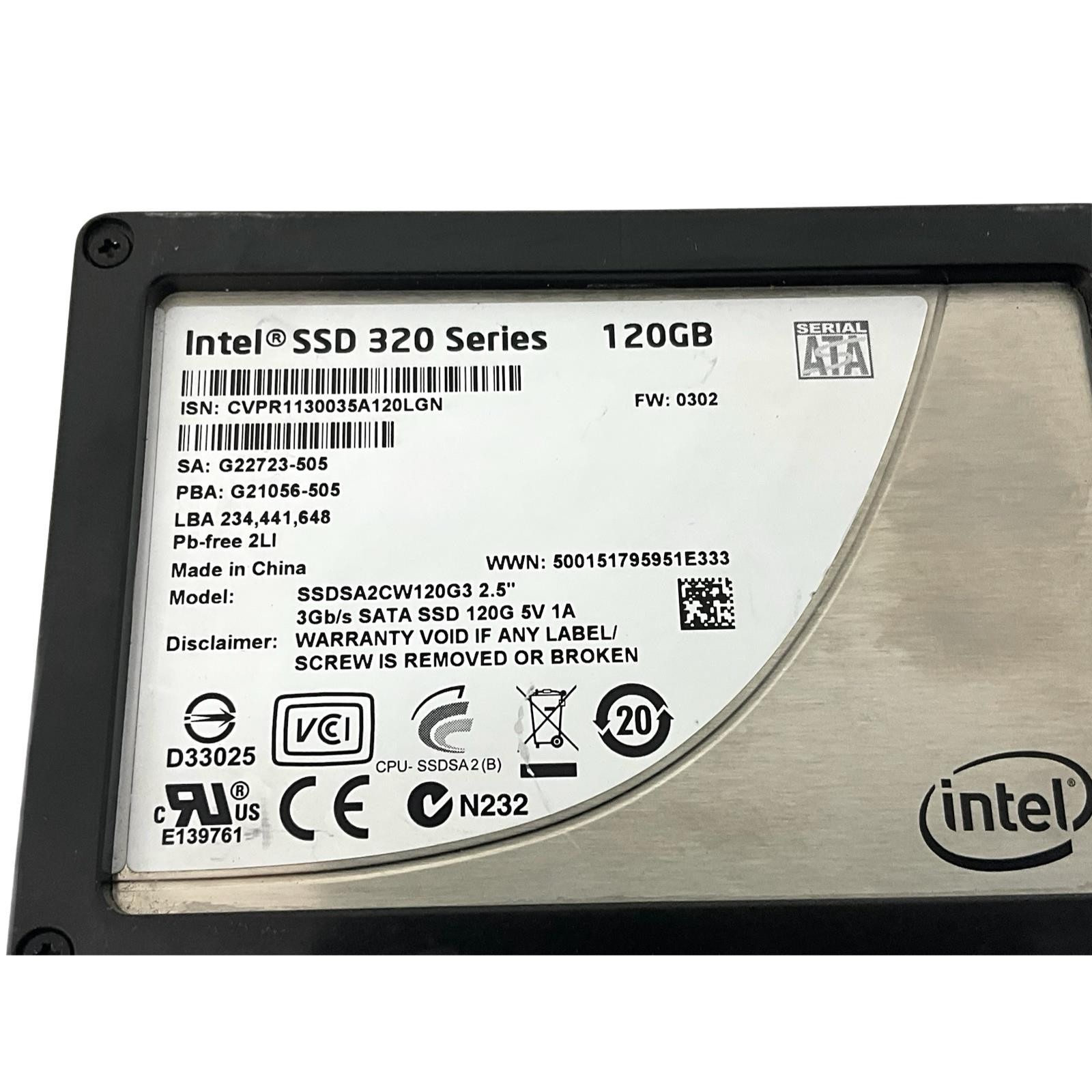 Intel 120GB SATA SSD 2.5″ MLC SFF Enterprise Solid State Drive 3Gbps 38K IOPS