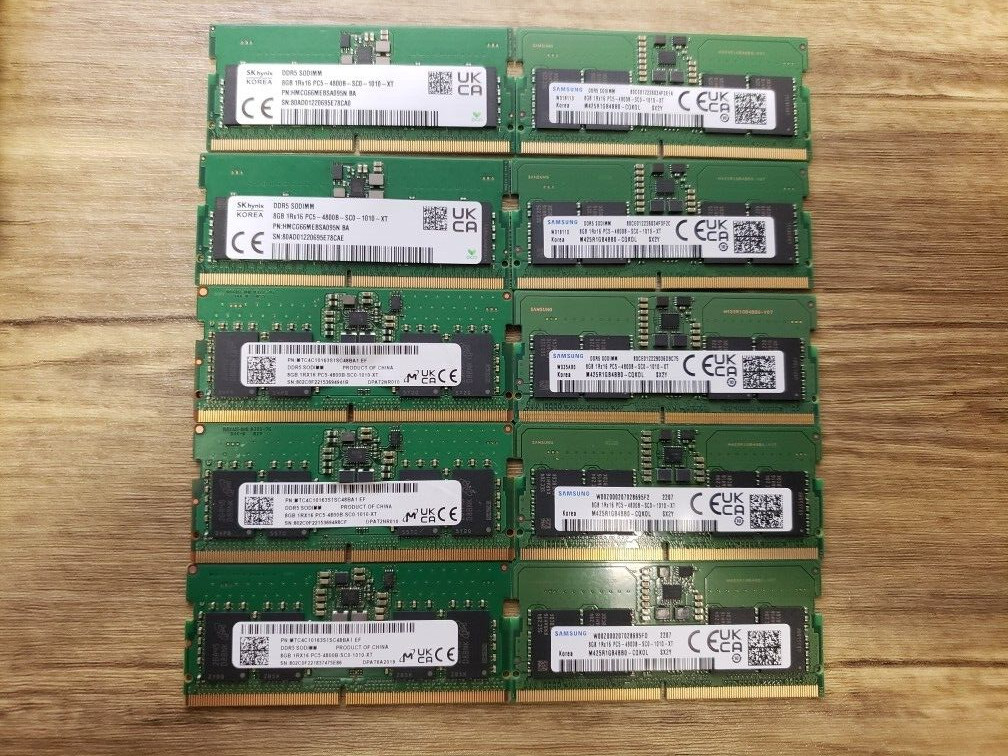 LOT of 20 8GB 1Rx16-PC5 4800B MHz DDR5-38400 SODIMM Laptop Memory RAM