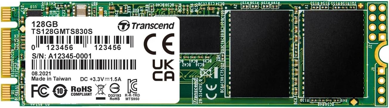 Transcend MTS830 128GB M.2 2280 SATA III SSD w/DRam Cache Up to 560MB/s