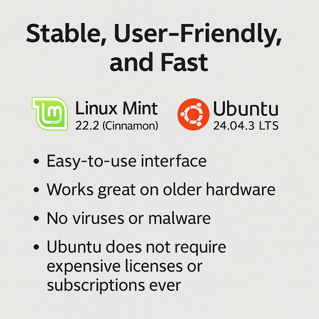 Linux Mint 22.2 Cinnamon + Ubuntu 24.04.3 LTS – Bootable / Live USB / 2-in-1
